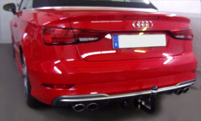 Anhängerkupplung für Audi-S3 Cabrio spez. S3 8V, nur für Heckträgerbetrieb, Montage nur bei uns im Haus, Baureihe 2016-2024 V-abnehmbar