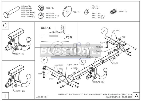 Anhängerkupplung für Alfa Romeo-Mito, Baureihe 2008- starr