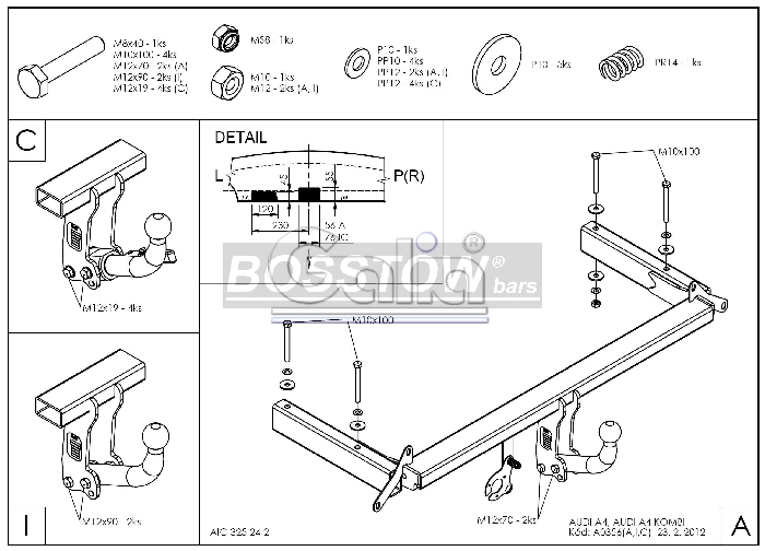 Anhängerkupplung für Audi-A4 Avant nicht Quattro, nicht RS4 und S4, incl. S-line, Baureihe 1996-2001 starr