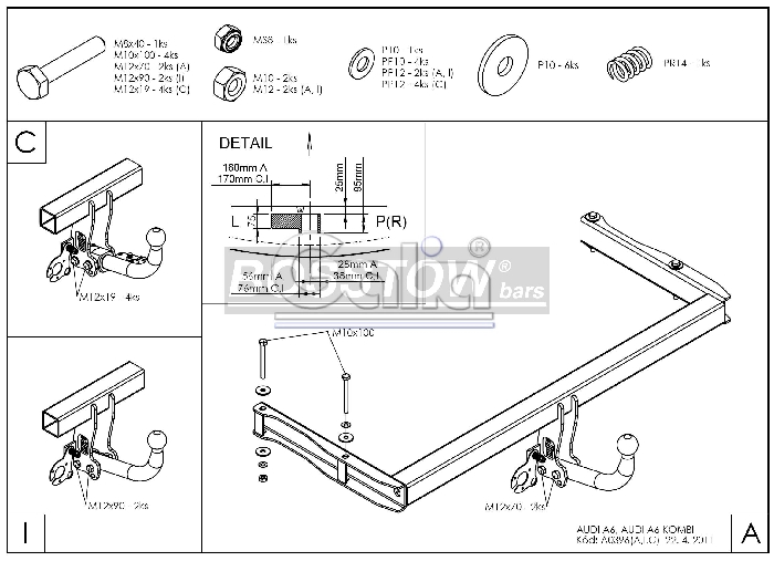 Anhängerkupplung für Audi-A6 Avant 4F/C6, Baureihe 2009-2011 starr