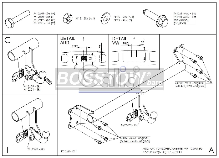 Anhängerkupplung für Audi-Q7, Baureihe 2006-2015 starr