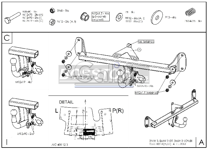 Anhängerkupplung für BMW-3er Limousine F30, Baureihe 2012-2014 starr