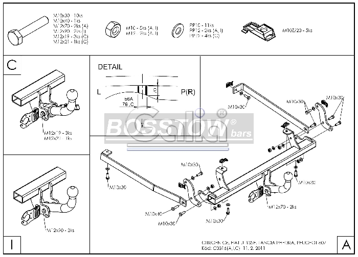 Anhängerkupplung für Citroen-C8, Baureihe 2005- starr