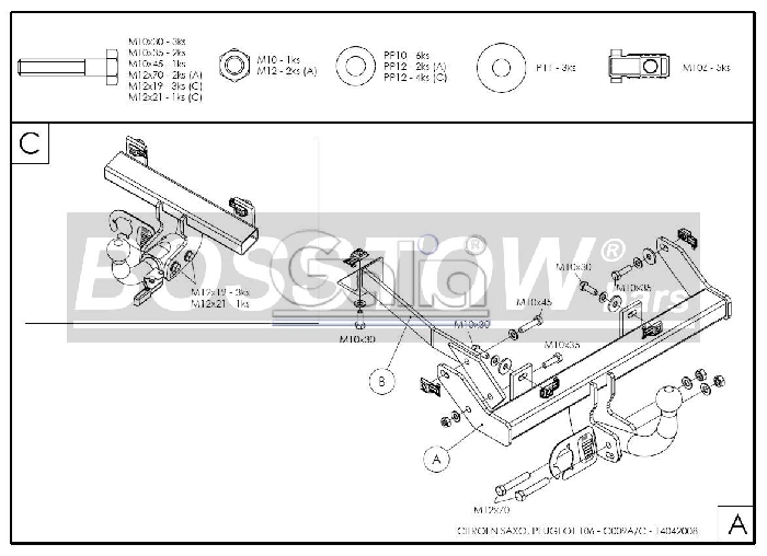 Anhängerkupplung für Citroen-Saxo, Baureihe 1996- starr