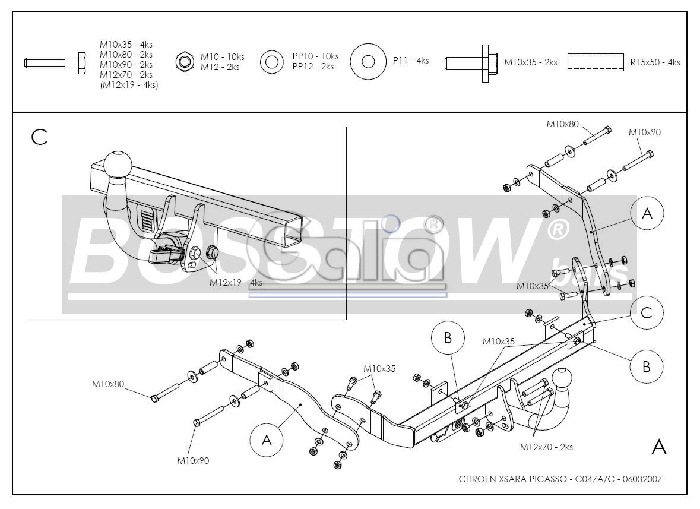 Anhängerkupplung für Citroen-Xsara Picasso, Baureihe 2004- starr