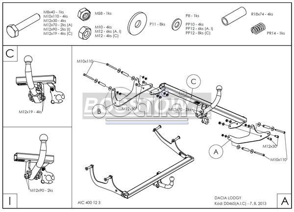 Anhängerkupplung für Dacia-Lodgy Stepway 5-Sitzer, Baureihe 2012- starr