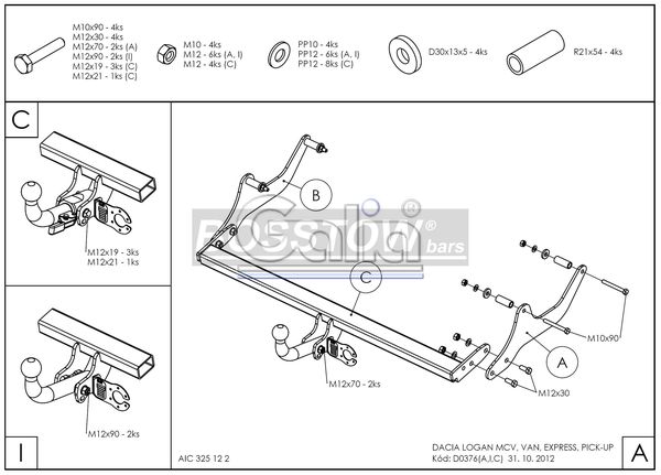 Anhängerkupplung für Dacia-Logan Kombi MCV, Baureihe 2006-2007 starr