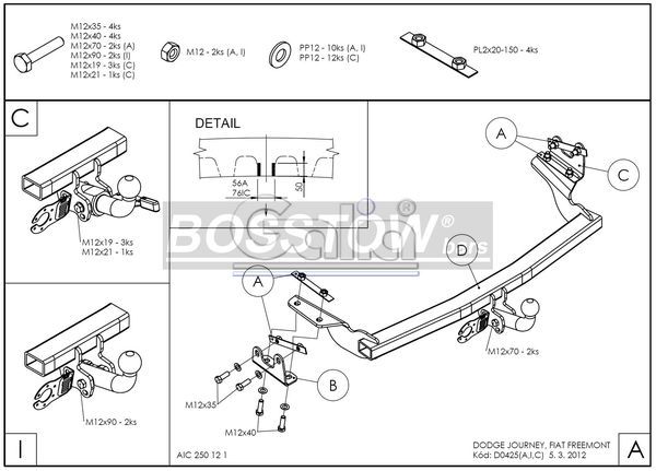 Anhängerkupplung für Dodge-Journey, Baureihe 2008- starr