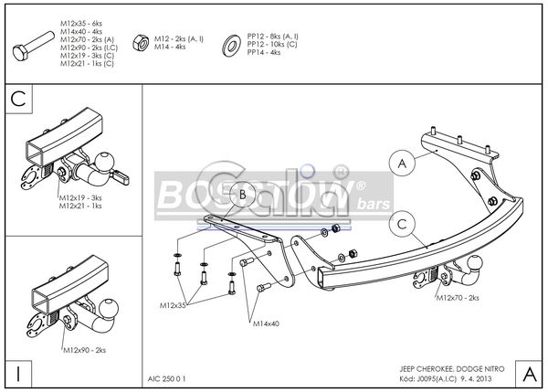 Anhängerkupplung für Dodge-Nitro, Baureihe 2007- starr