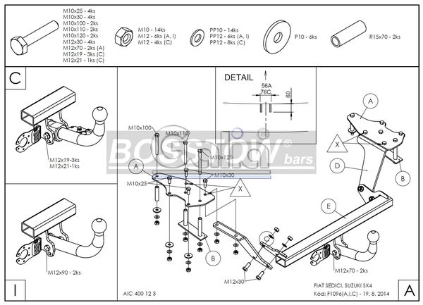 Anhängerkupplung für Fiat-Sedici, Baureihe 2006- starr