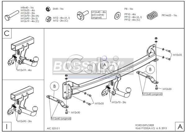 Anhängerkupplung für Ford-Explorer V, Baureihe 2010-2016 starr