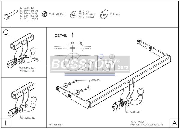 Anhängerkupplung für Ford-Focus Fließheck, nicht ST 225, RS, Baureihe 1998-2001 starr