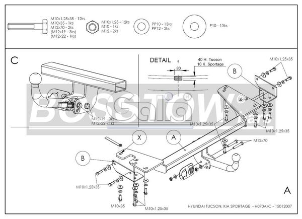 Anhängerkupplung für Hyundai-Tucson, Baureihe 2004-2009 starr