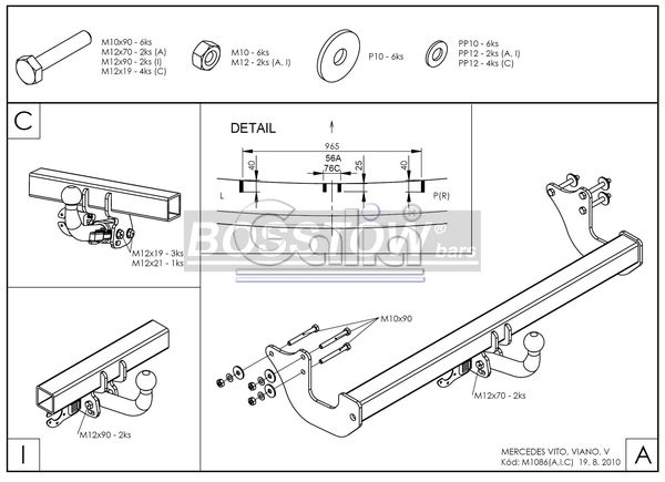 Anhängerkupplung für Mercedes-Viano W639, Baureihe 2003-2005 starr