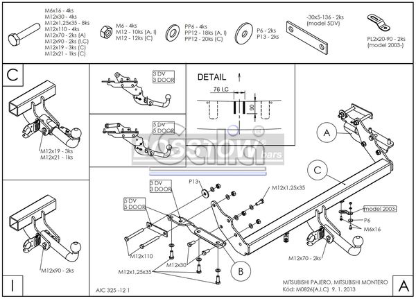 Anhängerkupplung für Mitsubishi-Pajero V60 (kurzer Radstand), Baureihe 2000-2002 starr