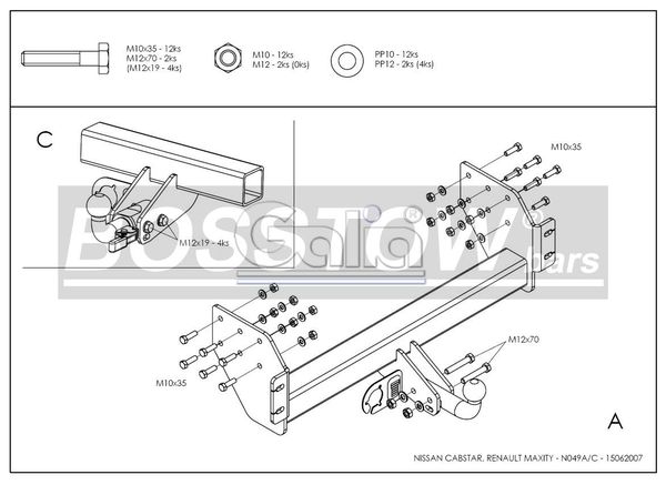 Anhängerkupplung für Nissan-Cabstar F24, Baureihe 2007-2013 starr