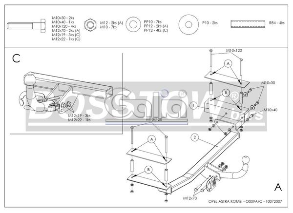 Anhängerkupplung für Opel-Astra G, Kombi, nicht CNG, Baureihe 1998-2000 starr