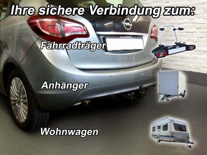 Anhängerkupplung für Opel-Meriva B, Minivan, nicht für Kfz. mit Fahrradträgersystem Flex-Fix, Baureihe 2010-2014 V-abnehmbar