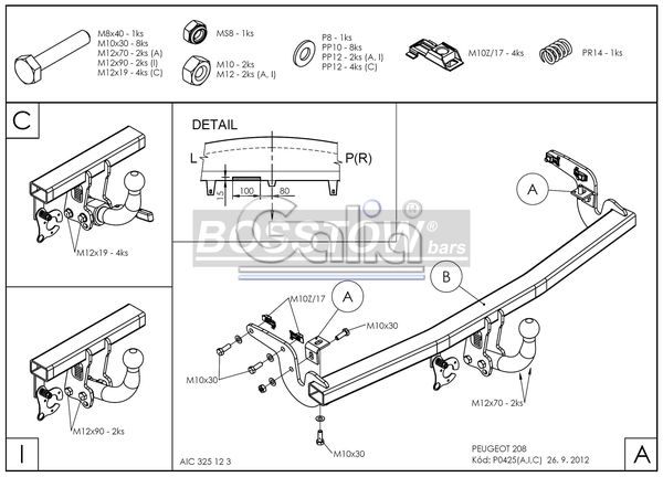 Anhängerkupplung für Peugeot-208 I, Fließheck, Baureihe 2012-2019 starr