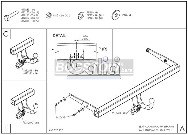 Anhängerkupplung für Seat-Alhambra incl 4x4, Baureihe 2010-2013 starr