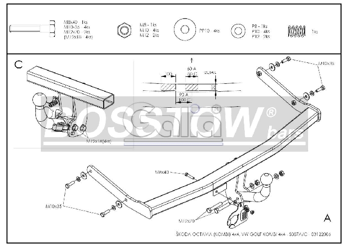 Anhängerkupplung für Skoda-Octavia 1U Kombi, 4x4, Baureihe 1998-2010 starr