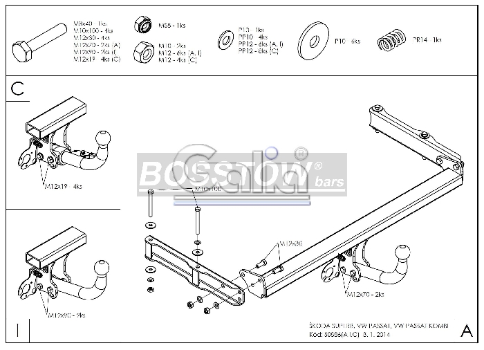 Anhängerkupplung für Skoda-Superb I Limousine, Baureihe 2001-2008 starr