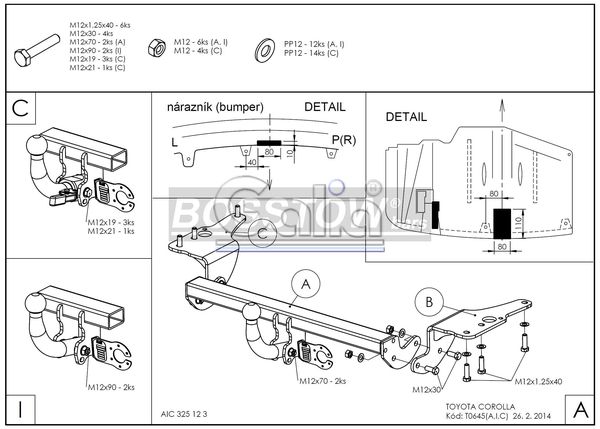 Anhängerkupplung für Toyota-Corolla (E18) Stufenheck, Baureihe 2013-2016 starr