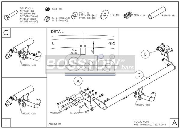 Anhängerkupplung für Volvo-XC 90, Baureihe 2004-2015 starr