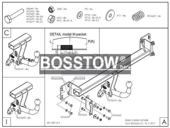 Anhängerkupplung für BMW-5er Limousine E60, spez. M- Paket, Baureihe 2007- abnehmbar