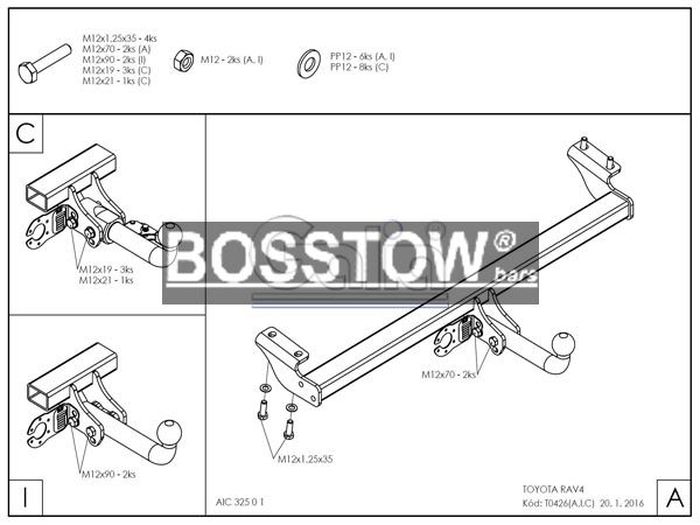 Anhängerkupplung für Toyota-RAV 4 III (A2) 2 + 4WD, Baureihe 2000-2006 abnehmbar