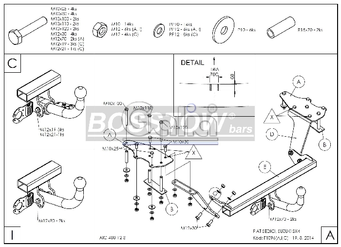 Anhängerkupplung für Fiat-Sedici, Baureihe 2006- abnehmbar