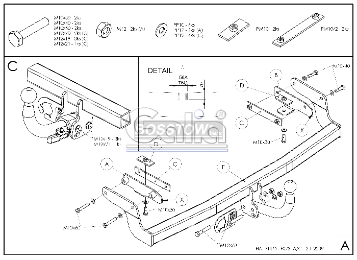 Anhängerkupplung für Fiat-Stilo Fließheck, Baureihe 2001-2004 abnehmbar