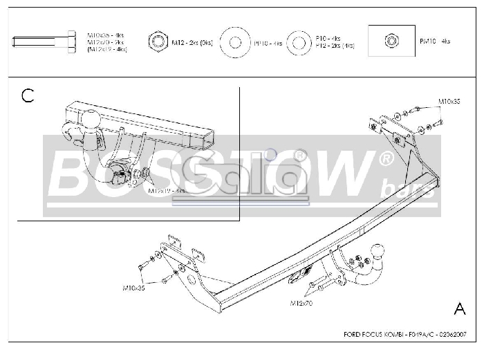 Anhängerkupplung für Ford-Focus Kombi, nicht RS, Baureihe 2003-2005 abnehmbar