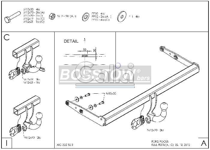 Anhängerkupplung für Ford-Focus Fließheck, nicht ST 225, RS, Baureihe 1998-2001 abnehmbar