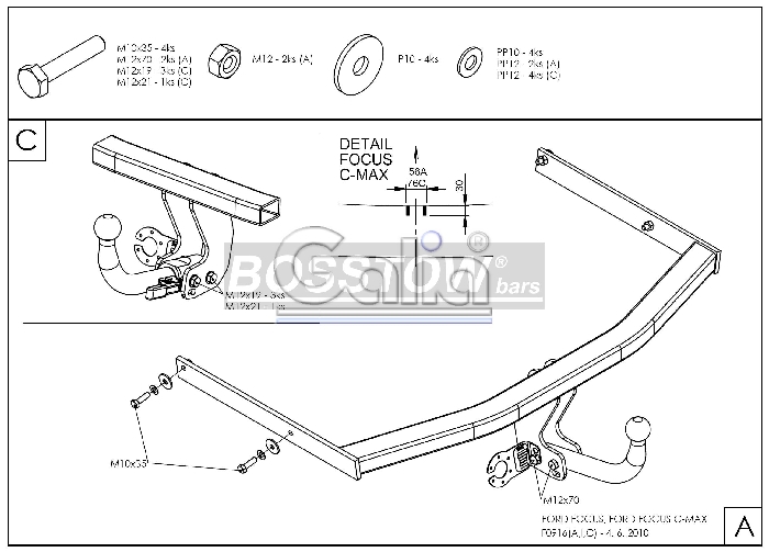 Anhängerkupplung für Ford-Focus Fließheck, nicht ST 225, RS, Baureihe 2004-2008 abnehmbar