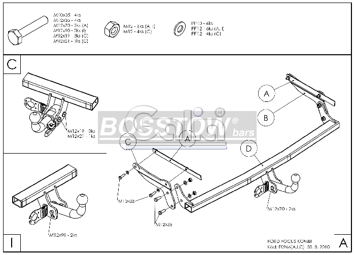 Anhängerkupplung für Ford-Focus Kombi, nicht RS, Baureihe 2005-2008 abnehmbar