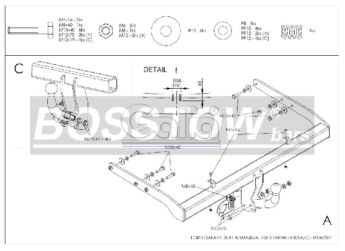 Anhängerkupplung für Ford-Galaxy Van, incl. 4x4, nicht Fzg. mit Parktronic, Baureihe 1995-1997 abnehmbar