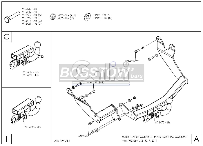 Anhängerkupplung für Ford-Tourneo Connect langer u. kurzer Radstand, Baureihe 2002-2013 abnehmbar