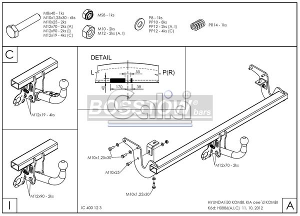 Anhängerkupplung für Hyundai-I30 Kombi, Baureihe 2012-2017 abnehmbar