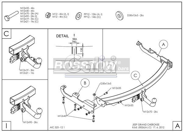 Anhängerkupplung für Jeep-Grand Cherokee WG, WJ, Baureihe 1999-2005 abnehmbar