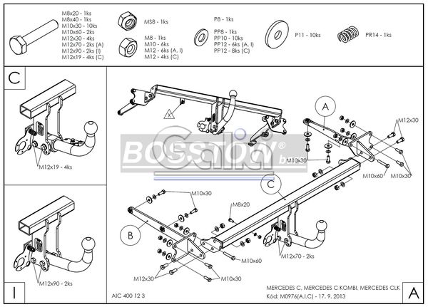 Anhängerkupplung für Mercedes-C-Klasse Lim. W203, Baureihe 2000-2005 abnehmbar