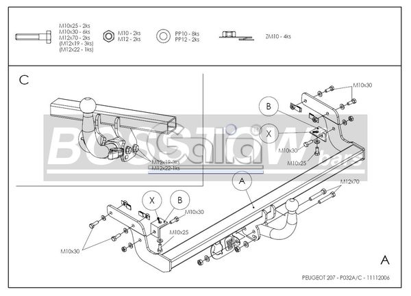 Anhängerkupplung für Peugeot-207 Cabrio, CC, Baureihe 2006- abnehmbar