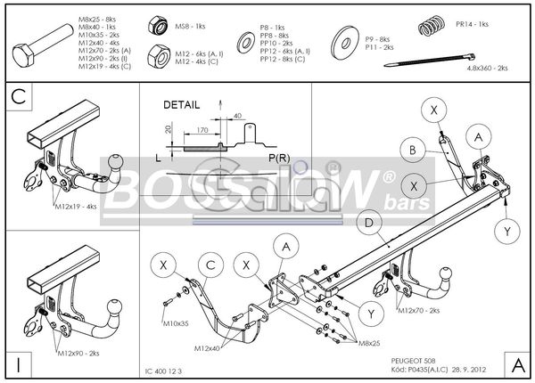 Anhängerkupplung für Peugeot-508 Limousine, nicht GT, Baureihe 2011-2014 abnehmbar