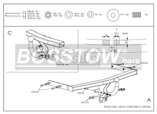 Anhängerkupplung für Skoda-Fabia Kombi, inkl. Praktik, nicht GT, Baureihe 2001-2007 abnehmbar