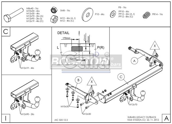 Anhängerkupplung für Subaru-Legacy Limousine, BM, BR, Baureihe 2009- abnehmbar