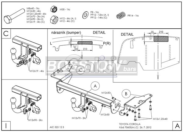 Anhängerkupplung für Toyota-Corolla (E15) Stufenheck, Baureihe 2007- abnehmbar