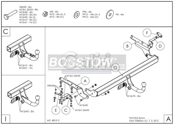 Anhängerkupplung für Toyota-RAV 4 III (XA3) Fzg. m. Nummernschild im Stossfänger, Baureihe 2009-2012 abnehmbar