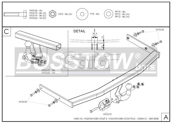 Anhängerkupplung für VW-Golf V, Limousine, 4 Motion, Baureihe 2003-2008 abnehmbar
