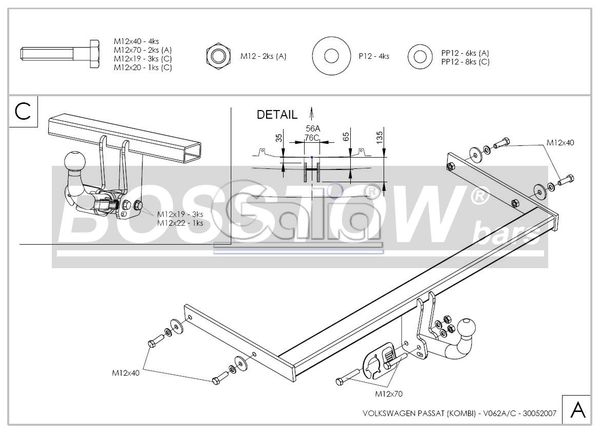 Anhängerkupplung für VW-Passat 3c, incl. 4-Motion, Variant, Baureihe 2005-2010 abnehmbar