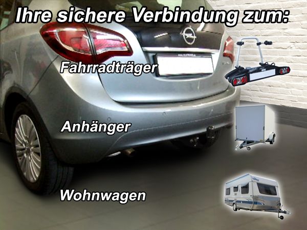 Anhängerkupplung Opel-Meriva B, Minivan, nicht für Kfz. mit Fahrradträgersystem Flex-Fix, Baureihe 2010-2014 Ausf.: V-abnehmbar